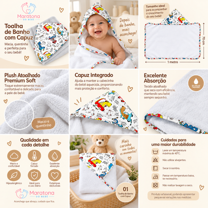 Toalha de Banho com Capuz Forrada Plush Atoalhado Premium 1M x 70cm Luar Marinho
