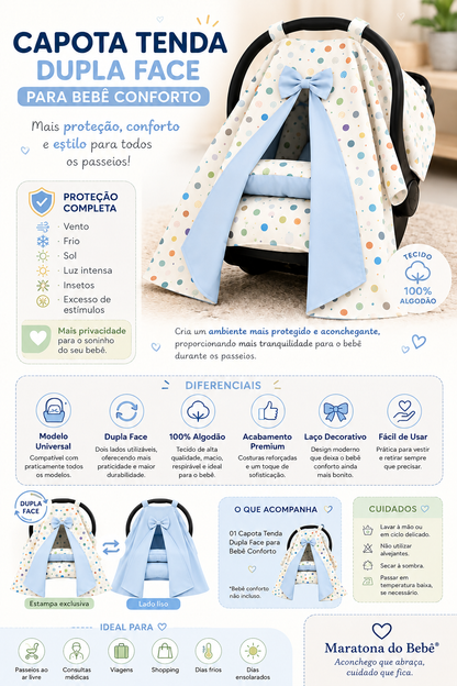 Capota para Bebê Conforto Tenda Dupla Face Branco