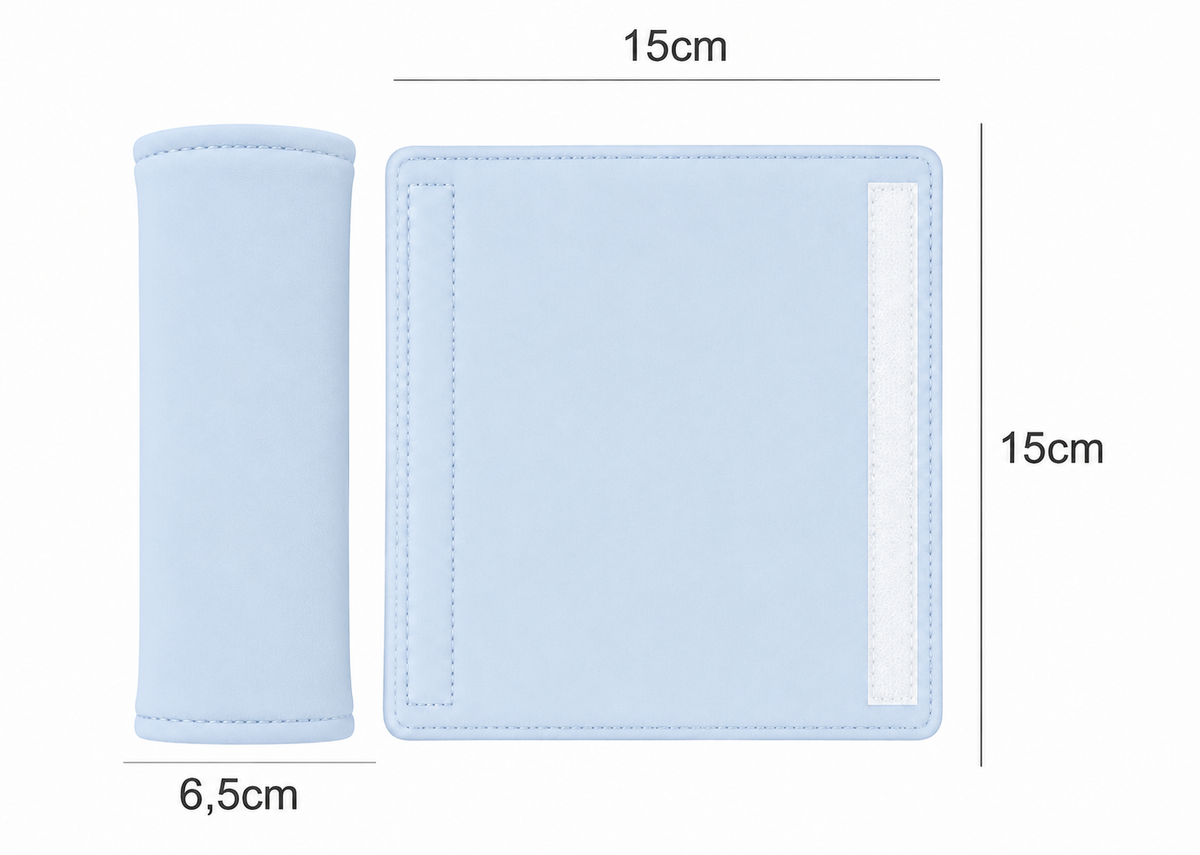 Kit Colchonetes 3 Peças para Carrinho & Bebê Conforto + Protetores de Cinto Azul Bebê