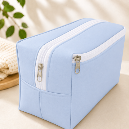 Necessaire Porta Fraldas e Lenço Umedecido 3 Compartimentos Azul Bebê