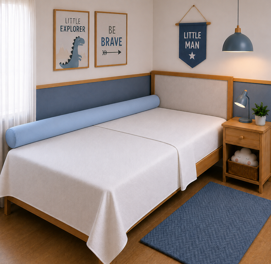 Rolinho Lateral para Cama Solteiro e Casal Azul Bebê