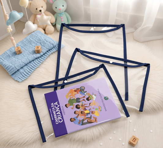 Kit com 3 Capas Organizadoras para Certidão e Documentos Azul Marinho