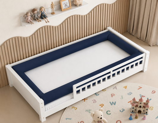 Kit Rolinhos 4 Peças para Cama Solteiro Azul Marinho