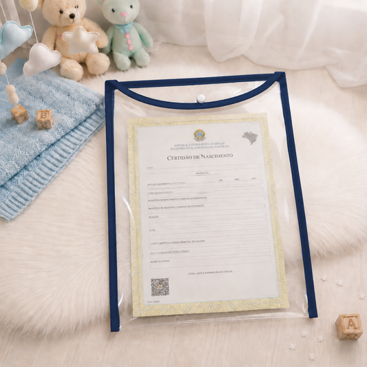 Capa para Certidão de Nascimento Azul Marinho