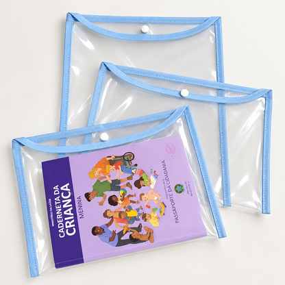 Kit com 3 Capas Organizadoras para Certidão e Documentos Azul Bebê