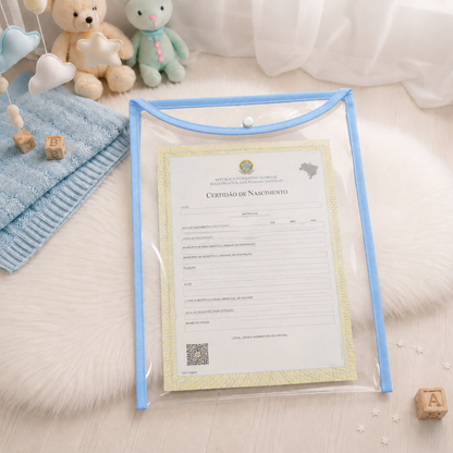 Capa para Certidão de Nascimento Azul Bebê