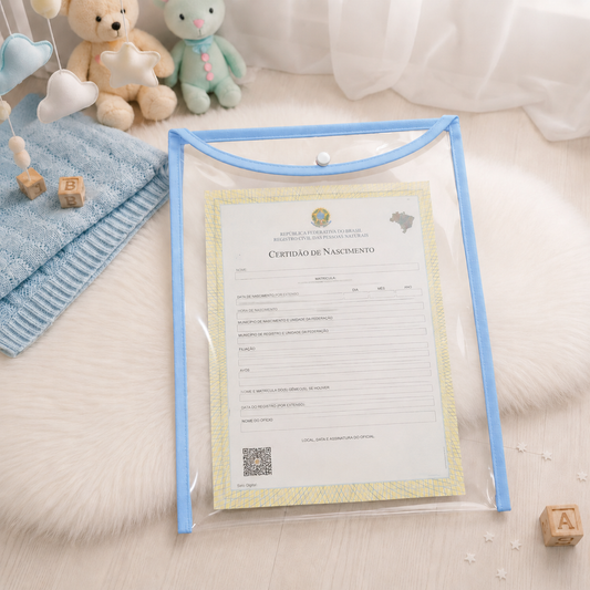 Capa para Certidão de Nascimento Azul Bebê