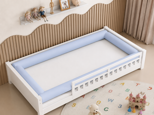 Kit Rolinhos 4 Peças para Cama Solteiro Azul Bebê
