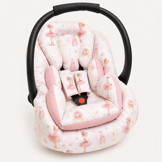 Kit para Bebê Conforto 3 Peças Dupla Face Bailarina Verso Rosê