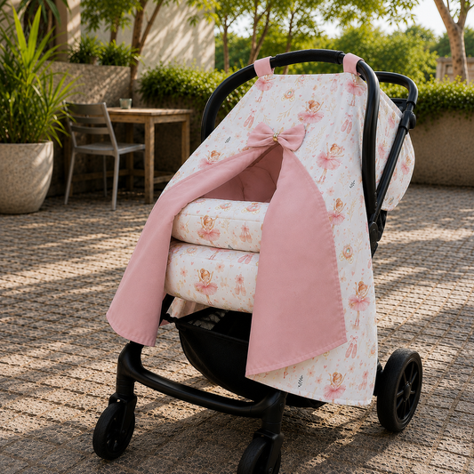 Capota para Bebê Conforto Tenda Dupla Face Bailarina Verso Rosê