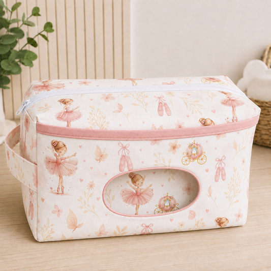 Necessaire Porta Fraldas e Lenço Umedecido 3 Compartimentos Bailarina