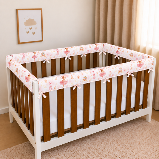 Protetor de Grade para Berço Americano Acolchoado 4 Peças Bailarina
