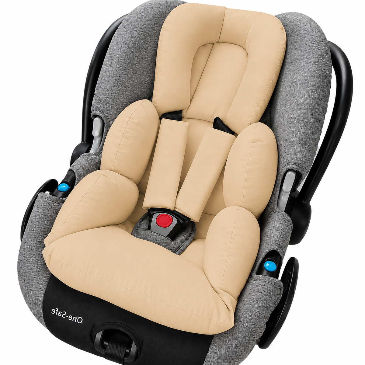Kit Colchonetes 3 Peças para Carrinho & Bebê Conforto + Protetores de Cinto Bege