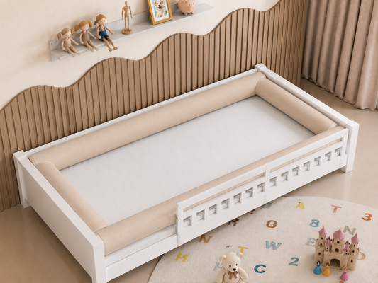 Kit Rolinhos 4 Peças para Cama Solteiro Bege