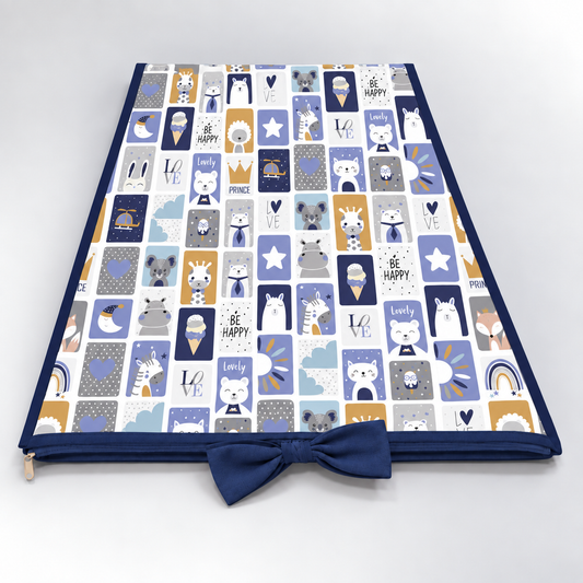 Trocador de Cômoda 70x45x3cm Bichos Azul c/ Azul Marinho