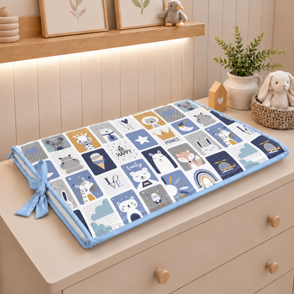 Trocador de Cômoda 70x45x3cm Bichos Azul c/ Azul Bebê