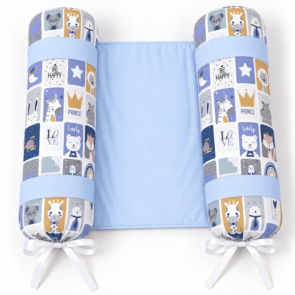 Rolinho Segura Bebê 35 x 30 cm Bichos Azul c/ Azul Bebê
