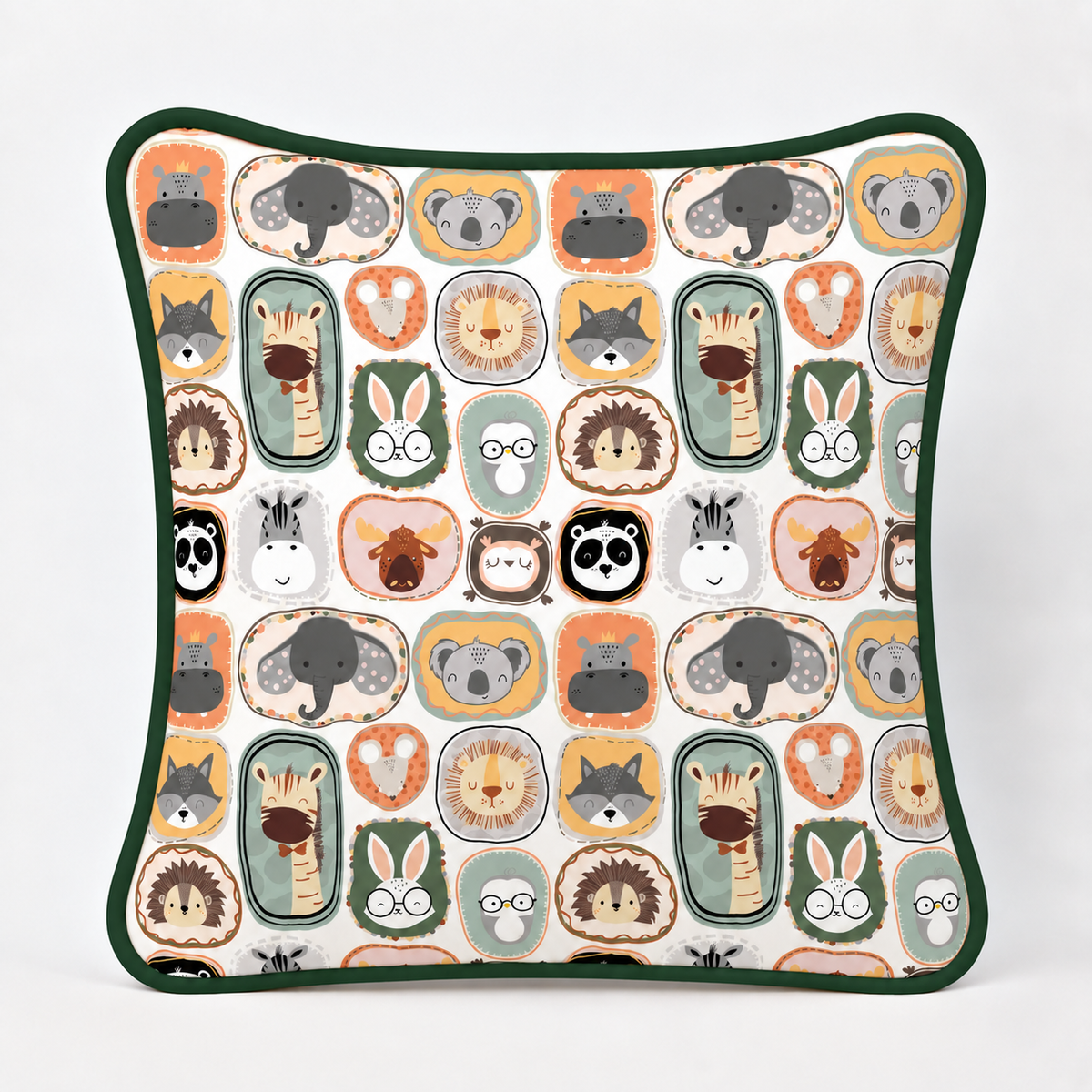 Almofada Decorativa 30cm x 30cm Bichos c/ Verde Escuro