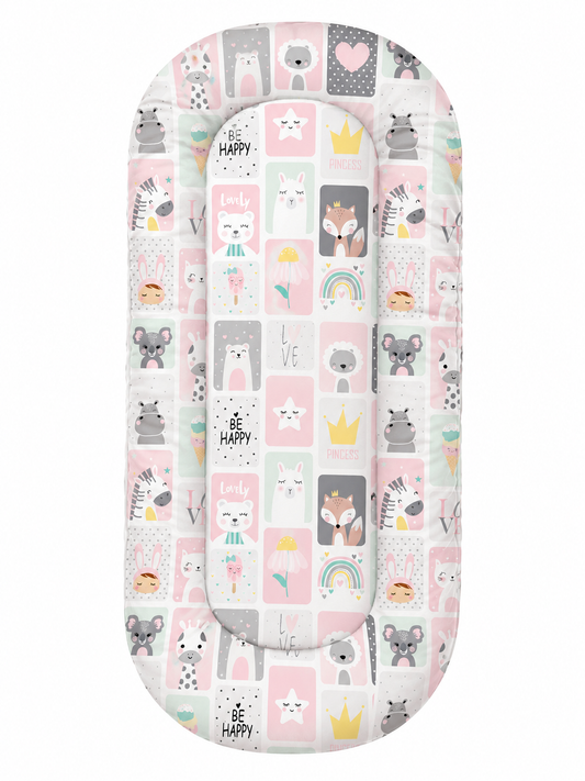 Fronha para Ninho Casulinho Premium para Carrinho Moisés Universal Bichos Rosa