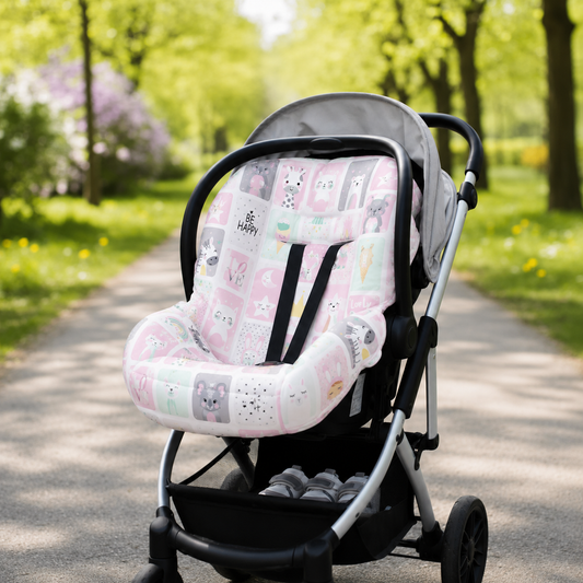 Capa para Bebê Conforto Universal Bichos Rosa