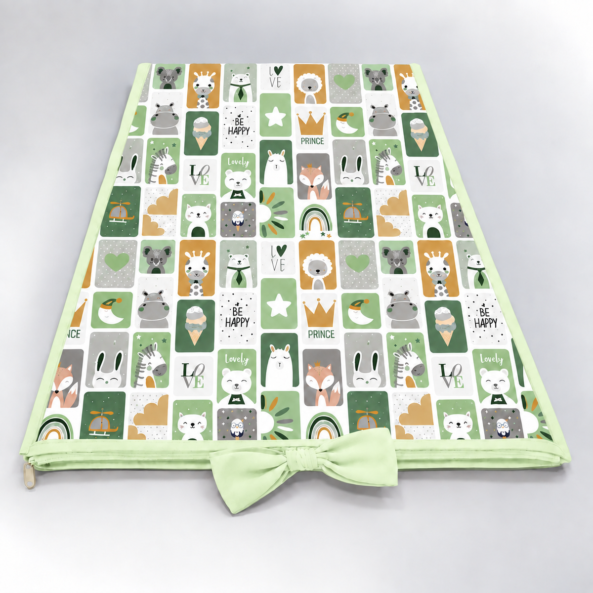 Trocador de Cômoda 70x45x3cm Bichos Verde c/ Verde Claro