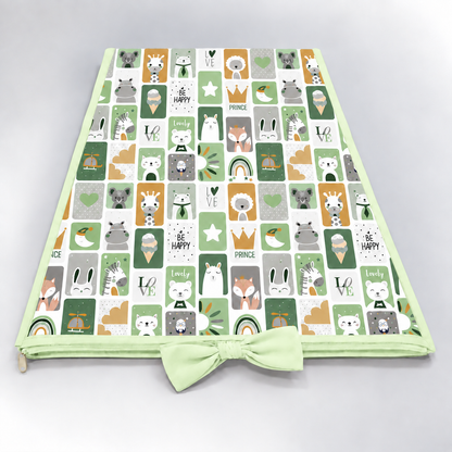 Trocador de Cômoda 70x45x3cm Bichos Verde c/ Verde Claro