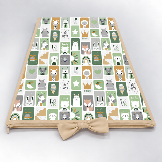 Trocador de Cômoda 70x45x3cm Bichos Verde c/ Bege
