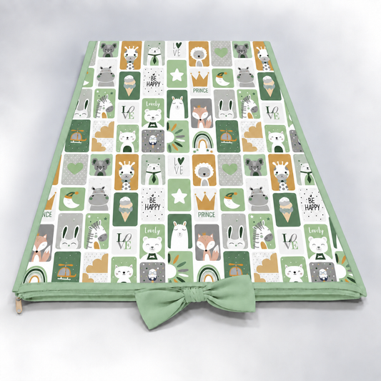 Trocador de Cômoda 70x45x3cm Bichos Verde c/ Verde Menta