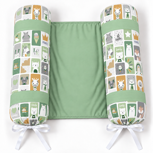 Rolinho Segura Bebê 35 x 30 cm Bichos Verde c/ Verde Menta