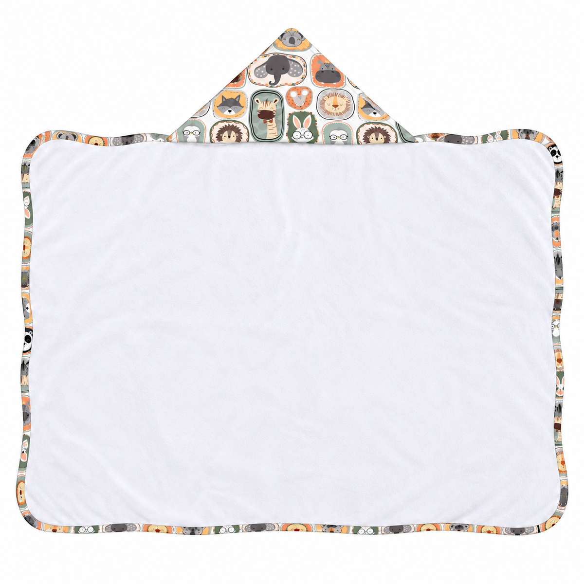 Toalha de Banho com Capuz Forrada Plush Atoalhado Premium 1M x 70cm Bichos