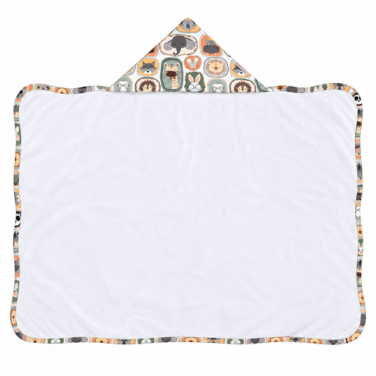 Toalha de Banho com Capuz Forrada Plush Atoalhado Premium 1M x 70cm Bichos