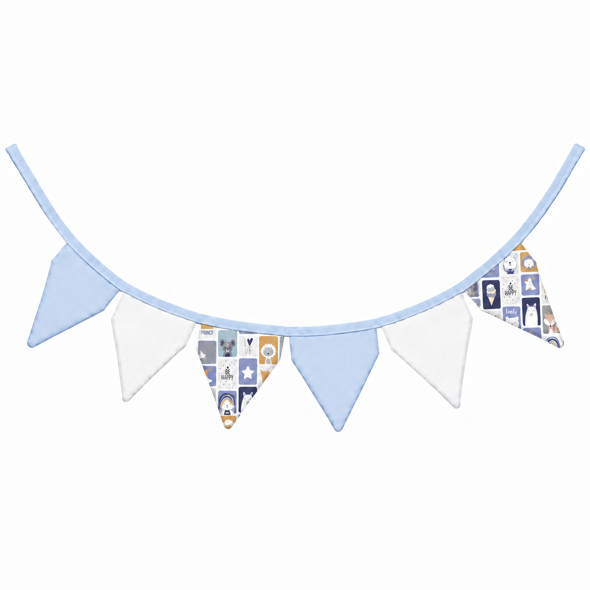 Bandeirinhas Decorativas 2,10m Bichos Azul c/ Azul Bebê