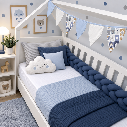 Bandeirinhas Decorativas 2,10m Bichos Azul c/ Azul Bebê