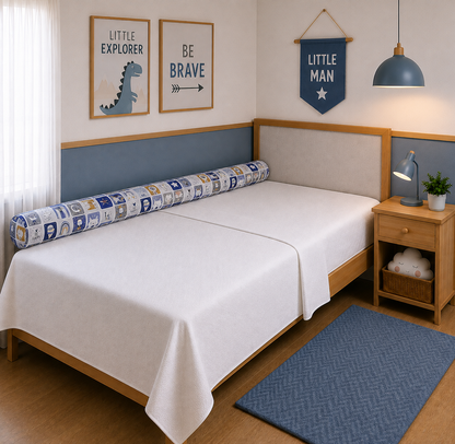 Rolinho Lateral para Cama Solteiro e Casal Bichos Azul
