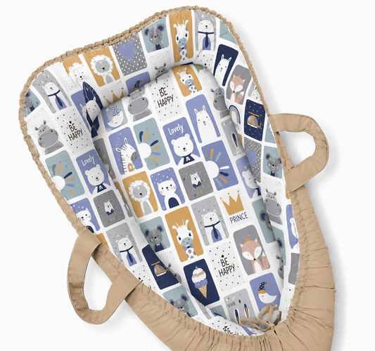 Ninho Redutor Dupla Face Premium Bichos Azul Verso Bege
