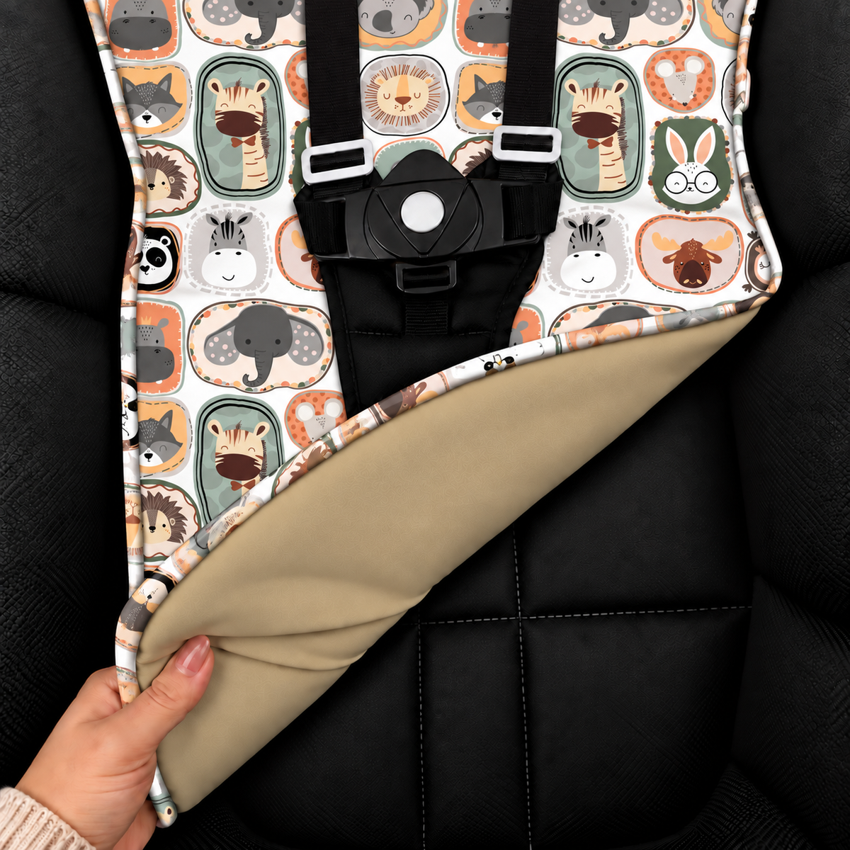 Capa para Carrinho de Bebê Universal Bichos c/ Bege