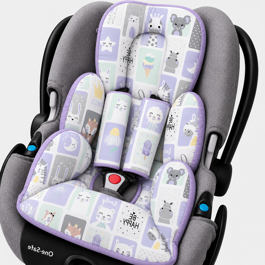 Colchonete para Bebê Conforto Dupla Face Bichos Lilás