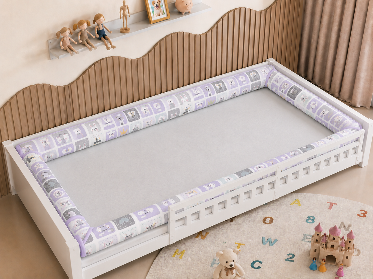 Kit Rolinhos 4 Peças para Cama Casal Bichos Lilás