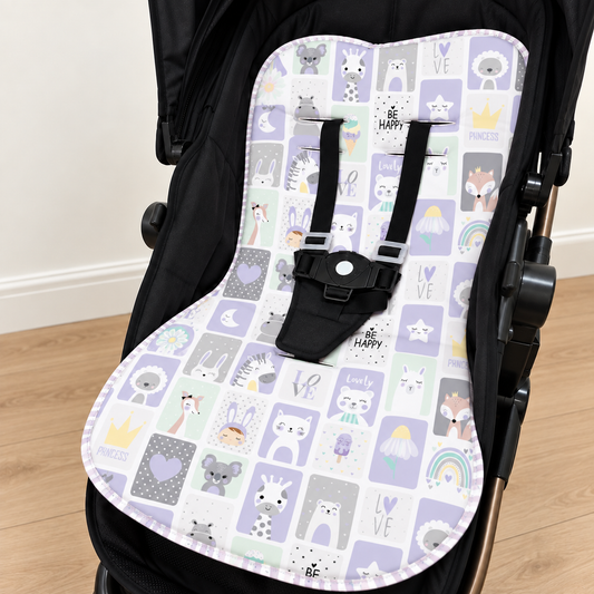 Capa para Carrinho de Bebê Universal Bichos Lilás