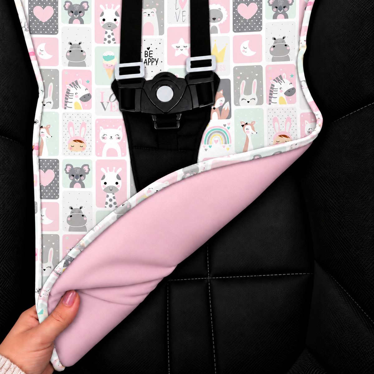 Capa para Carrinho de Bebê Universal Bichos Rosa