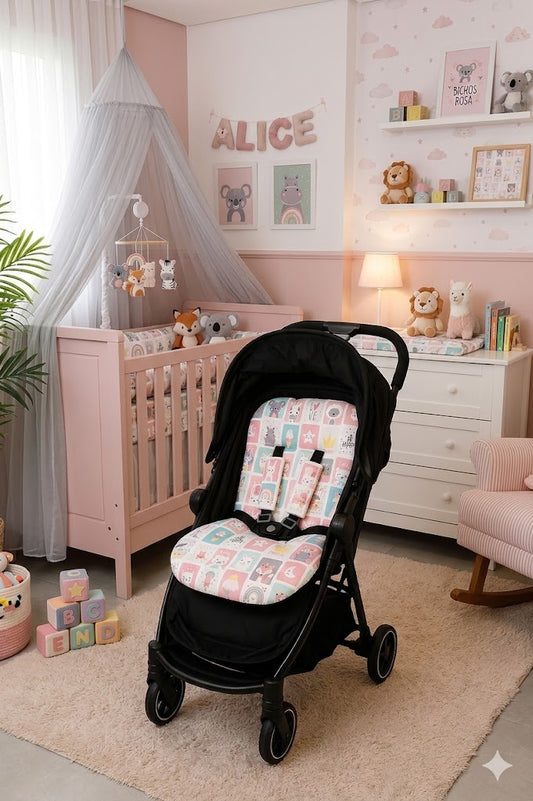 Colchonete para Carrinho Bichos Rosê