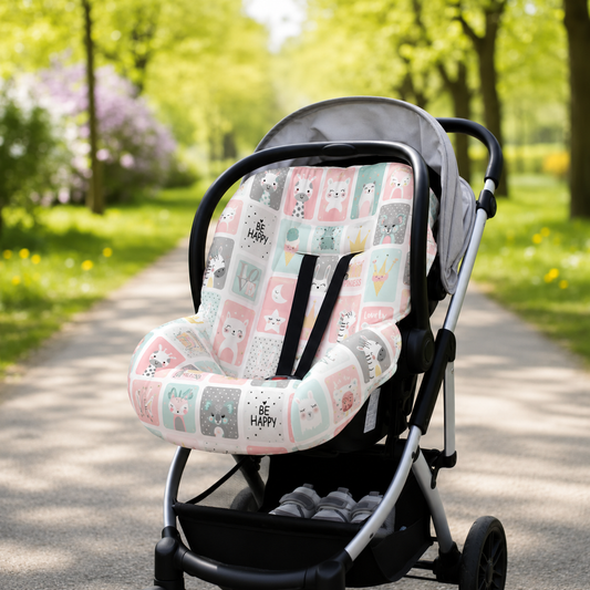 Capa para Bebê Conforto Universal Bichos Rose