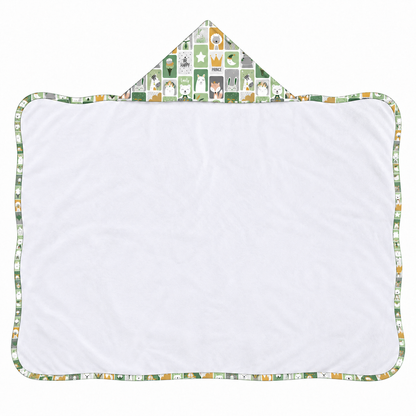 Toalha de Banho com Capuz Forrada Plush Atoalhado Premium 1M x 70cm Bichos Verde