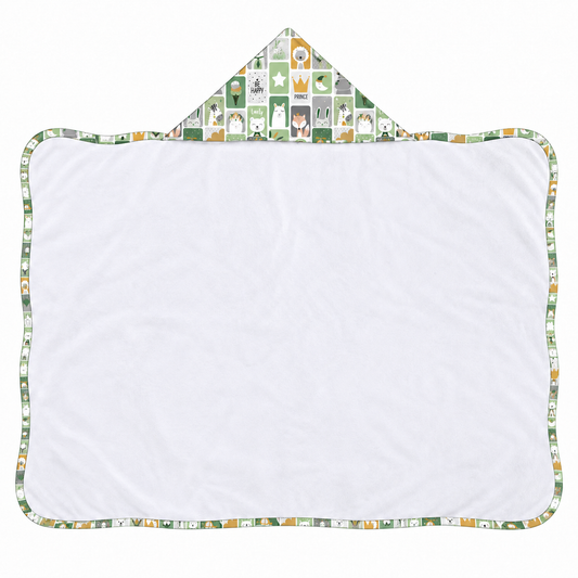Toalha de Banho com Capuz Forrada Plush Atoalhado Premium 1M x 70cm Bichos Verde
