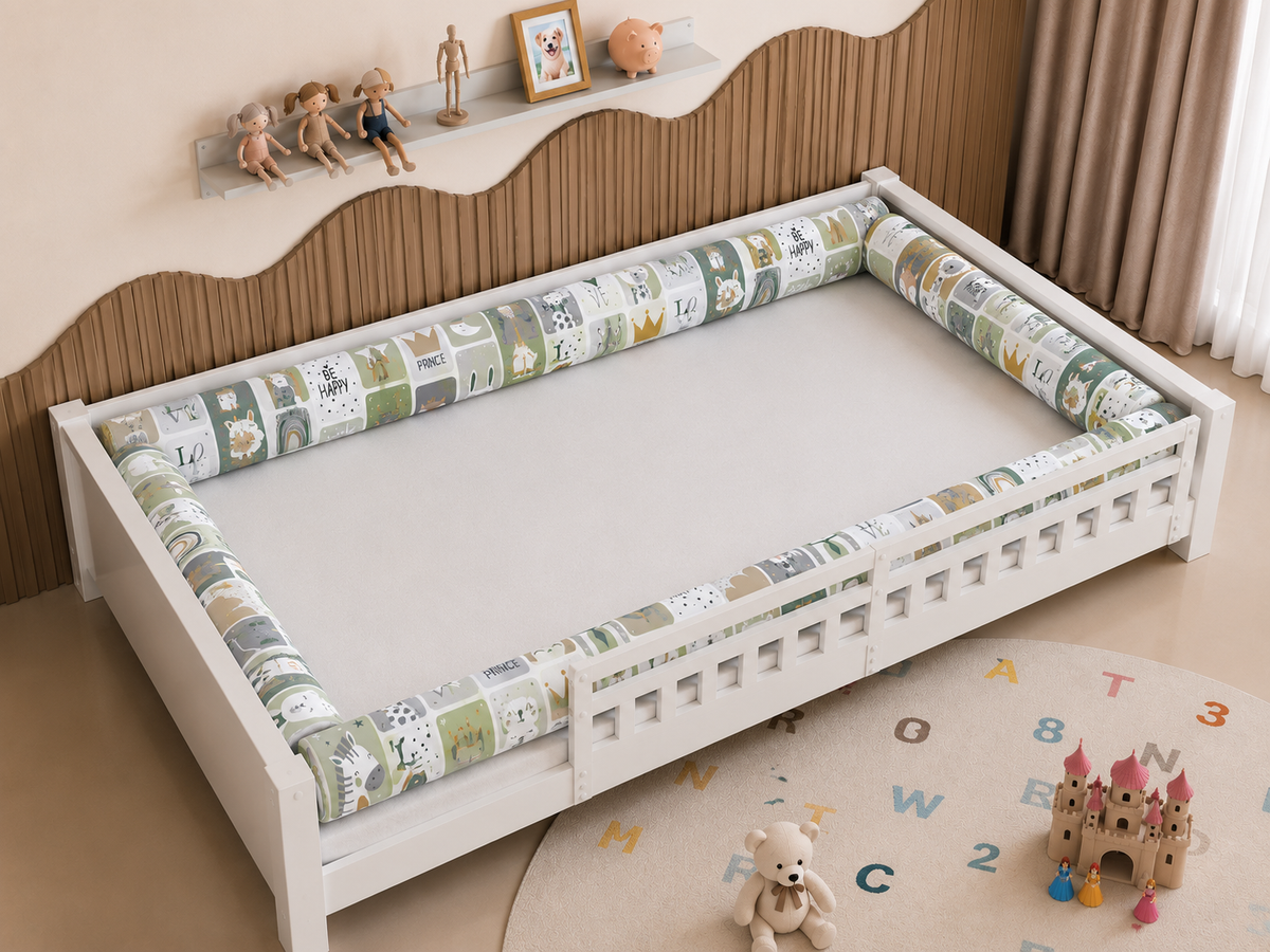 Kit Rolinhos 4 Peças para Cama Casal Bichos Verde