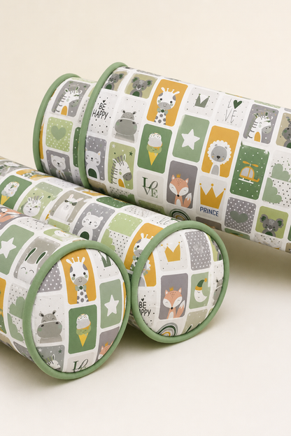 Kit Rolinhos 4 Peças para Cama Casal Bichos Verde