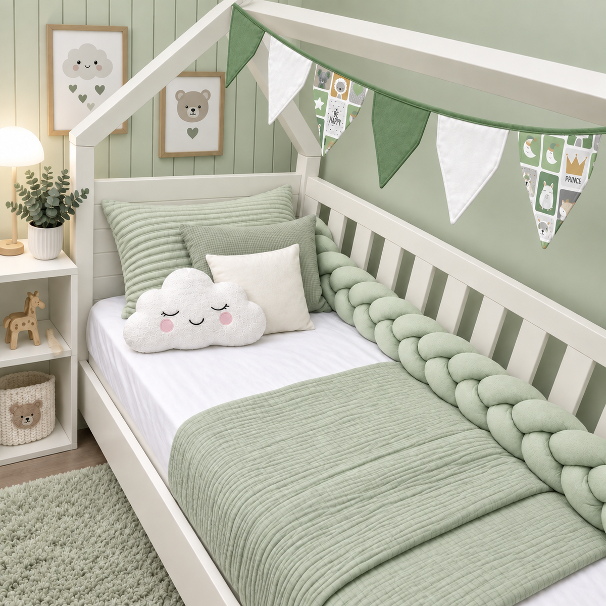 Bandeirinhas Decorativas 2,10m Bichos Verde c/ Verde Menta