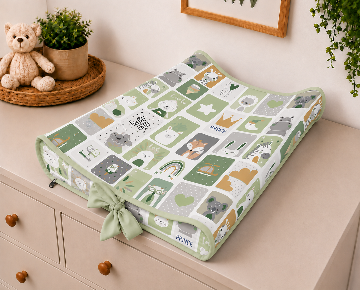 Trocador de Cômoda Americano Bichos Verde c/ Verde
