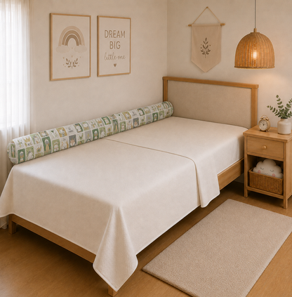 Rolinho Lateral para Cama Solteiro e Casal Bichos Verde