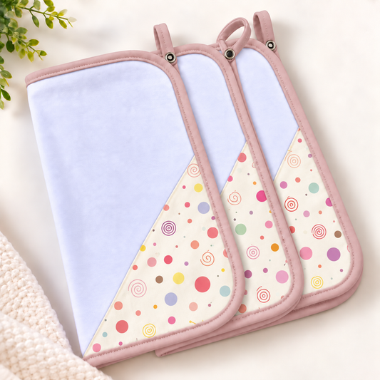 Toalha de Boca Malha Dupla Penteada Premium Bolas Menina c/ Rosê | Kit com 3 Unidades